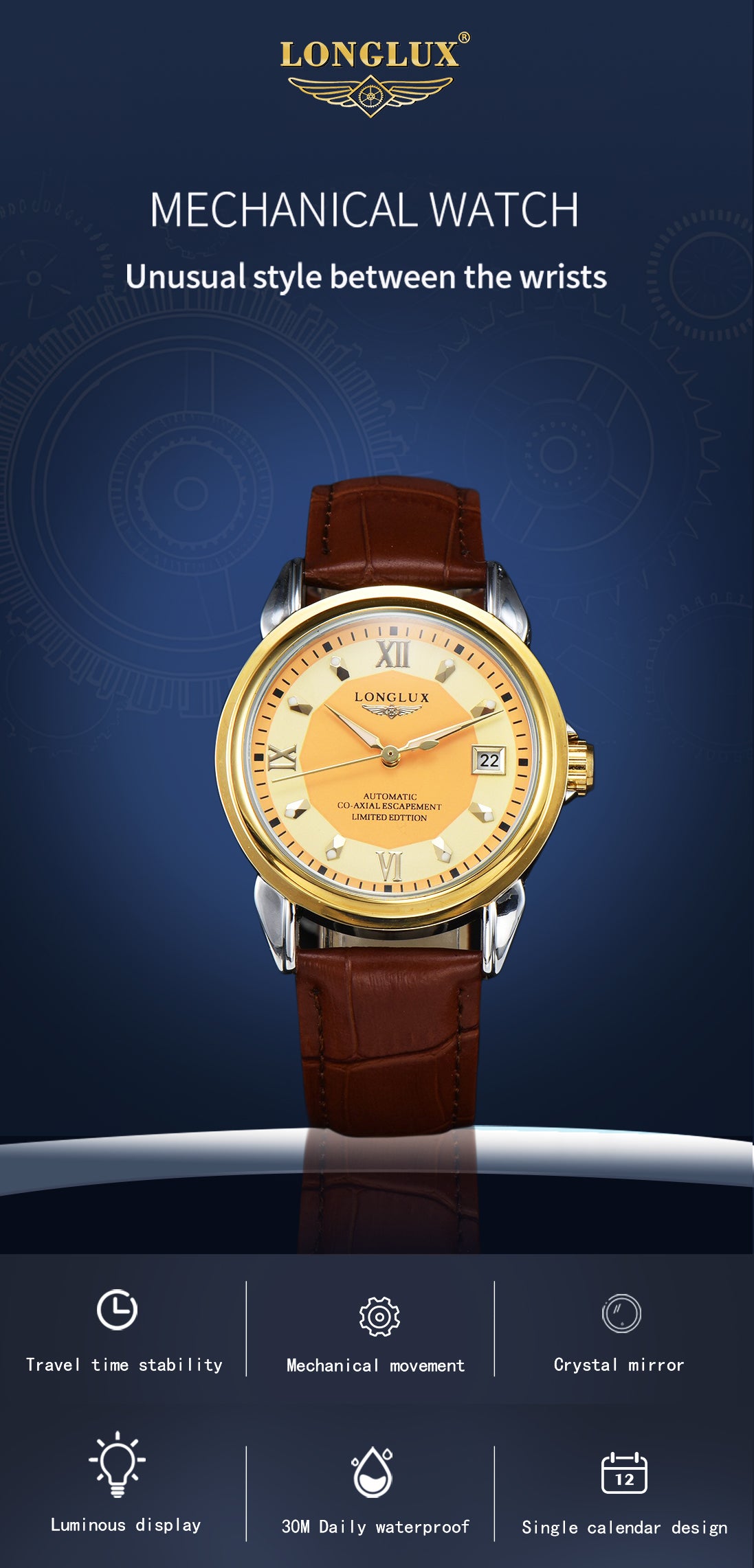 Montre à mouvement automatique pour homme