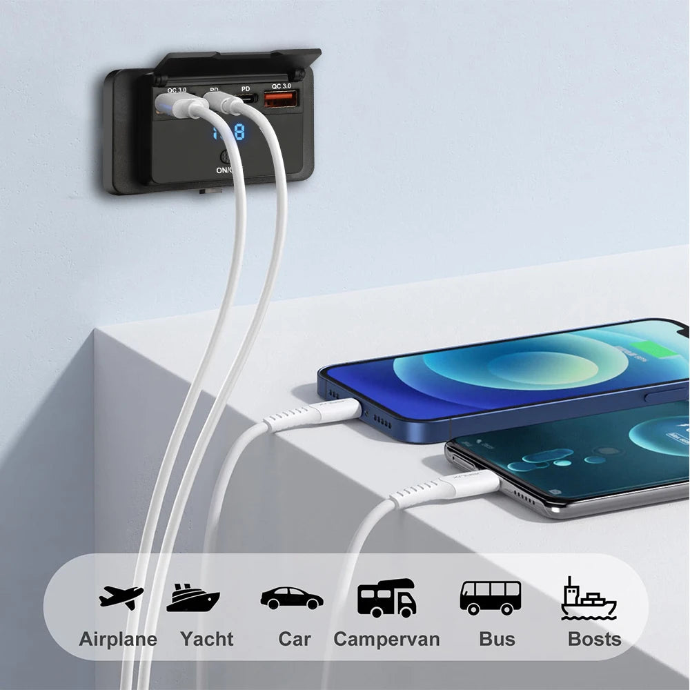 Adaptateur de prise de chargeur de voiture à 4 Ports