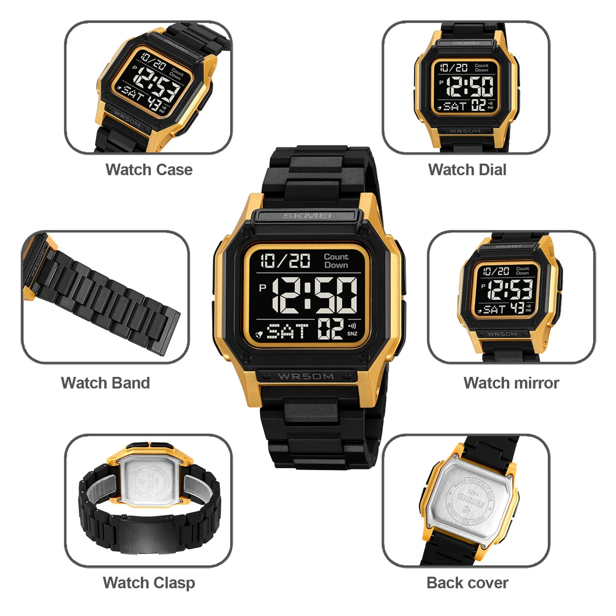 Montre électronique étanche pour homme