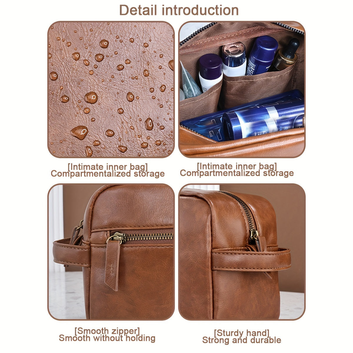 Trousse en cuir PU imperméable pour hommes