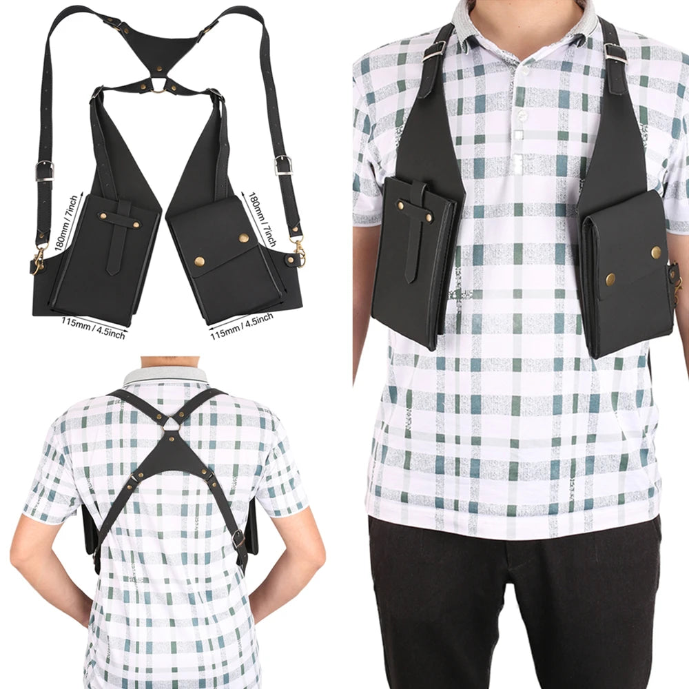 Sac de poitrine antivol en cuir pour hommes