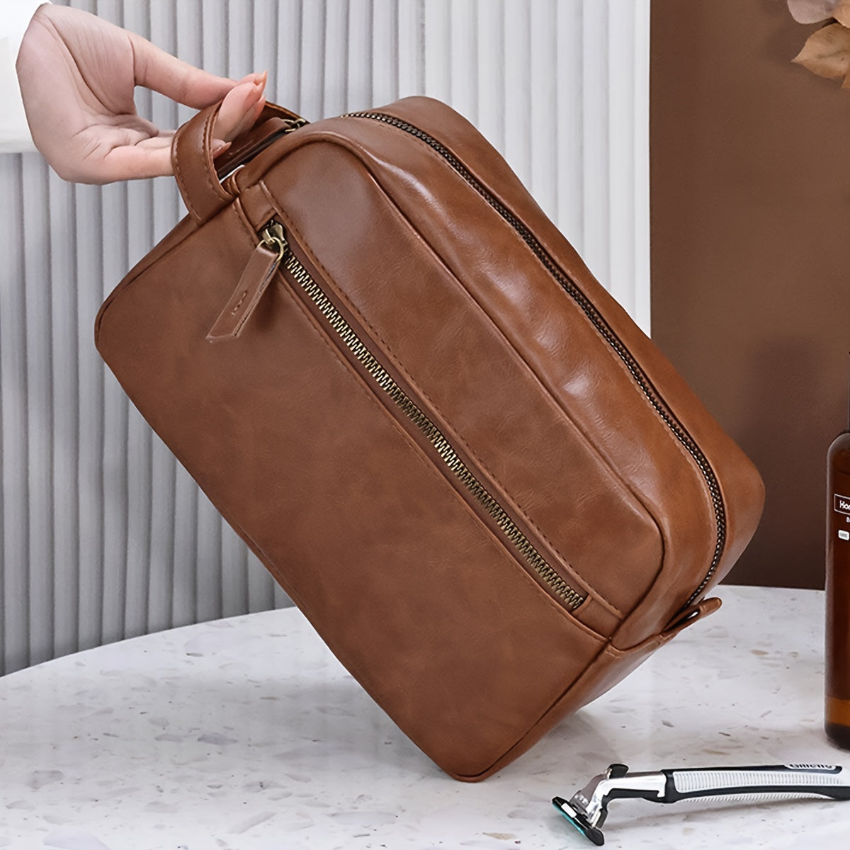 Trousse en cuir PU imperméable pour hommes