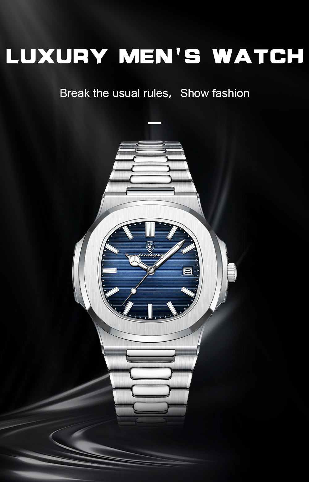 Montre de luxe carrée à Quartz pour hommes