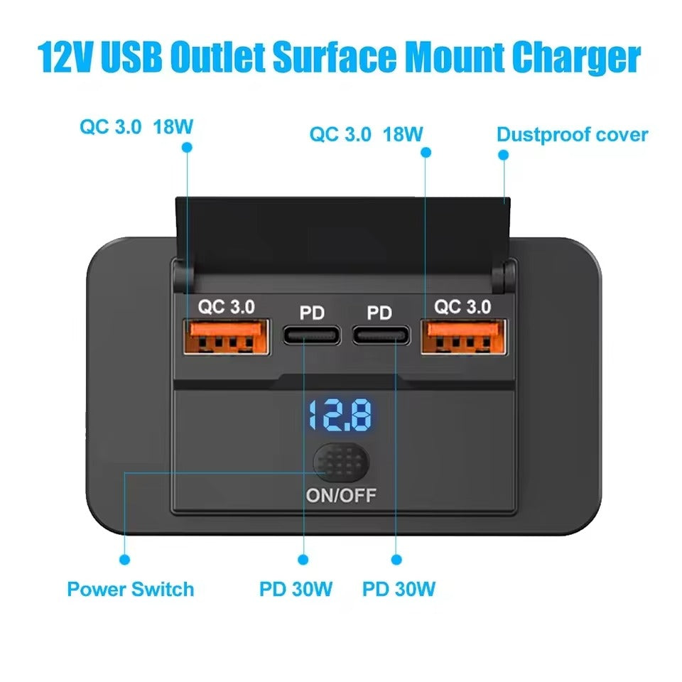 Adaptateur de prise de chargeur de voiture à 4 Ports