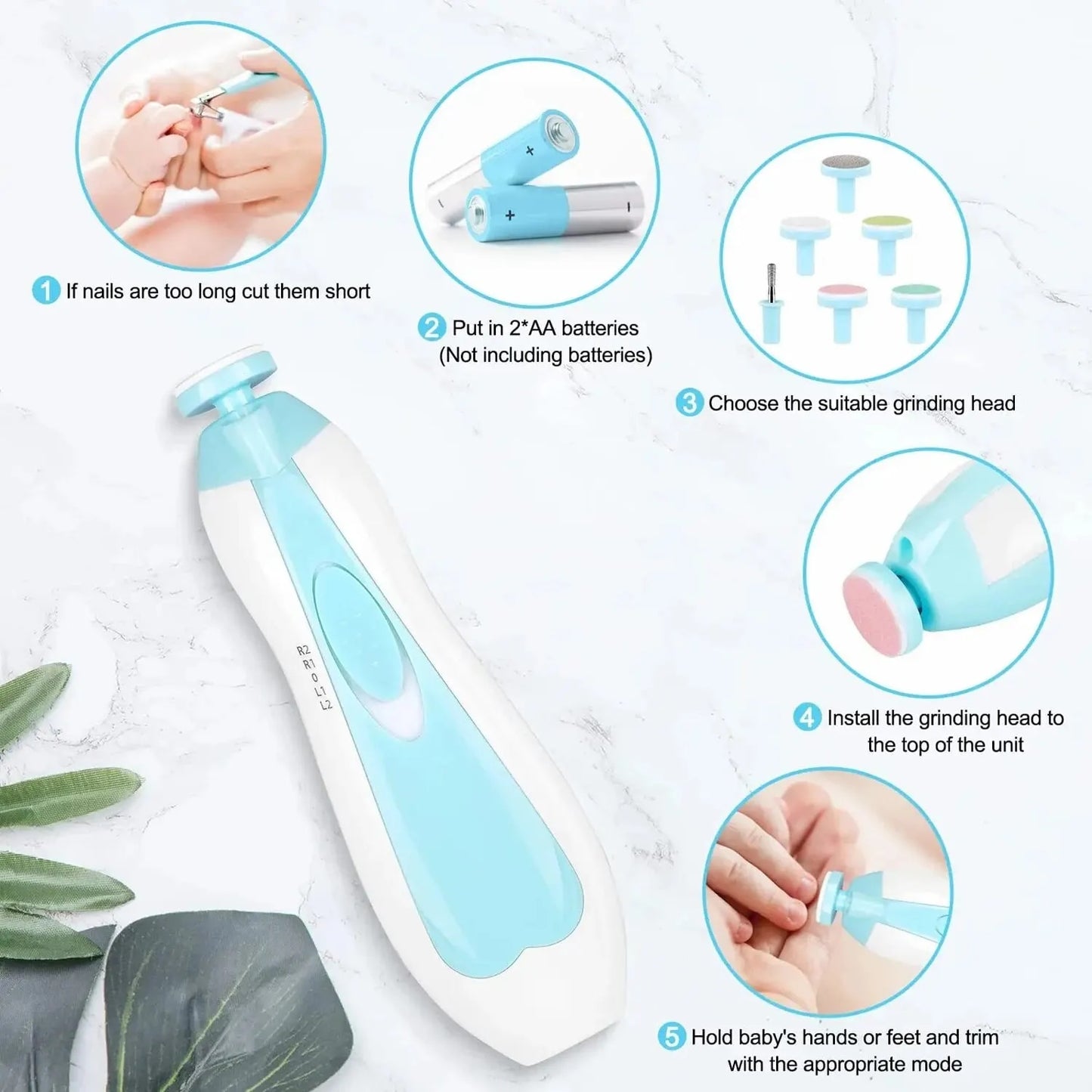Coupe-ongles électrique 6 en 1 pour bébé