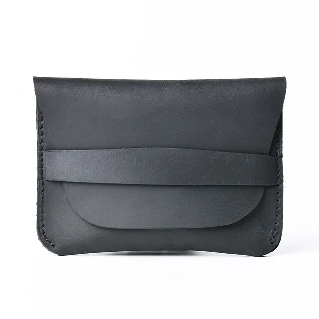 Porte-cartes en cuir véritable simple