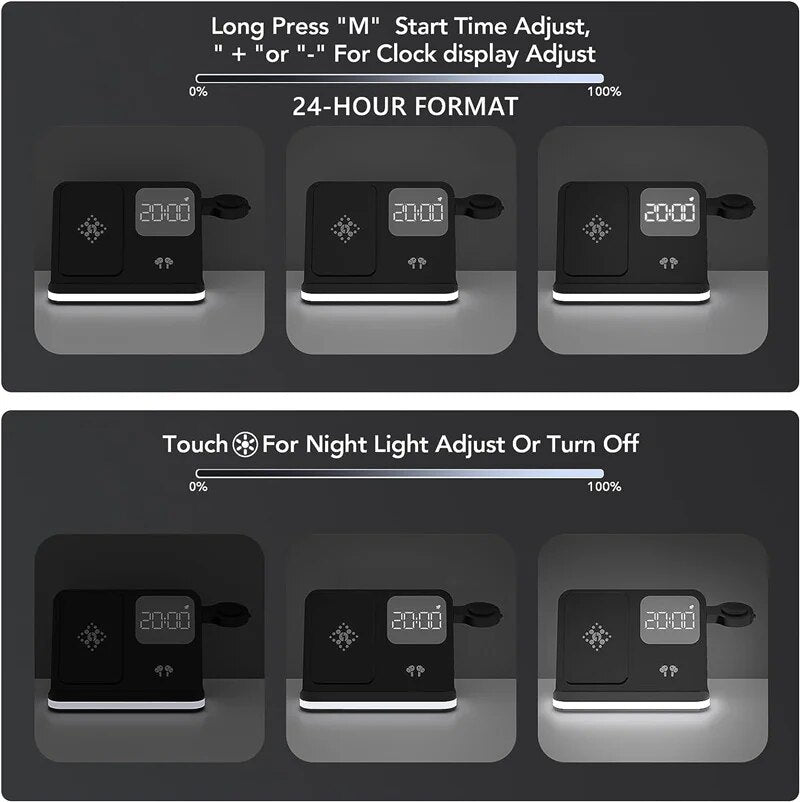 6 en 1 Support de chargeur sans fil multifonction