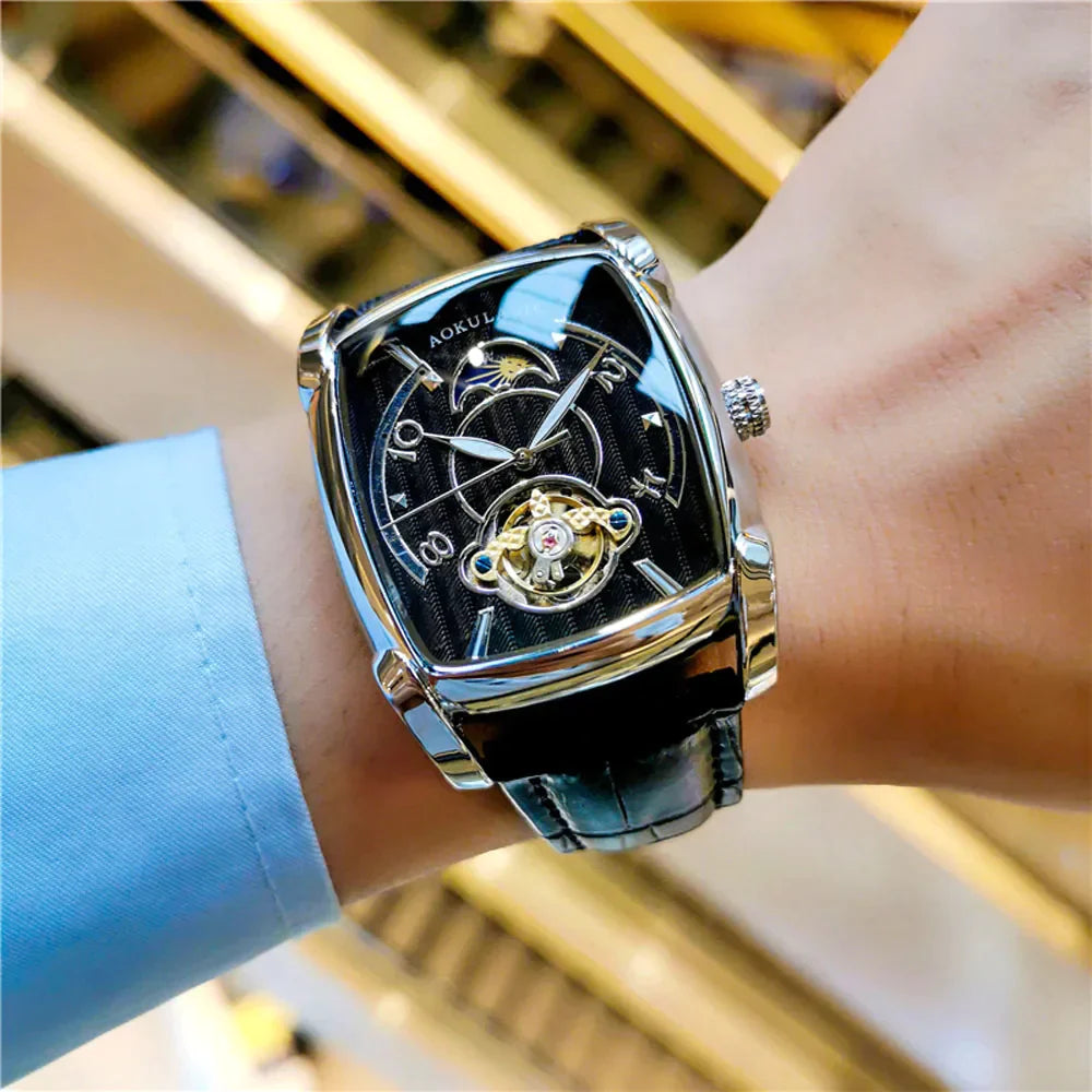 Montre carrée de luxe à la mode grand cadran
