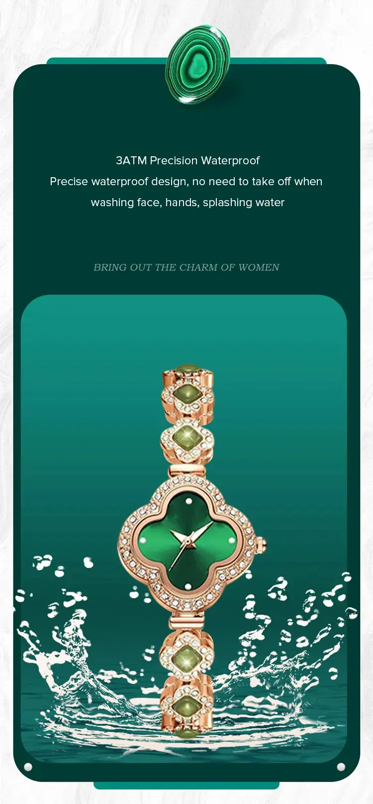 Montre tendance pour femme avec pétales de trèfle à quatre feuilles
