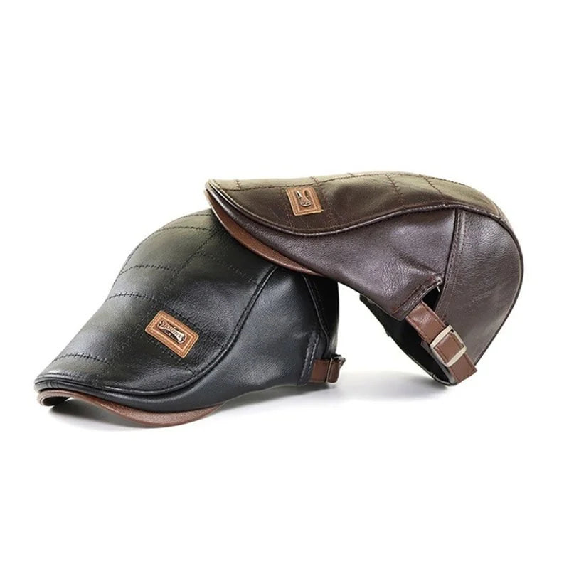 Casquettes rétro en cuir Pu pour hommes