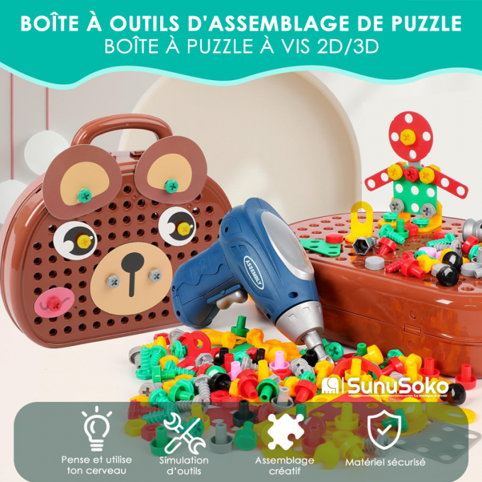 Boite a outils puzzle magique de jeu pour enfants