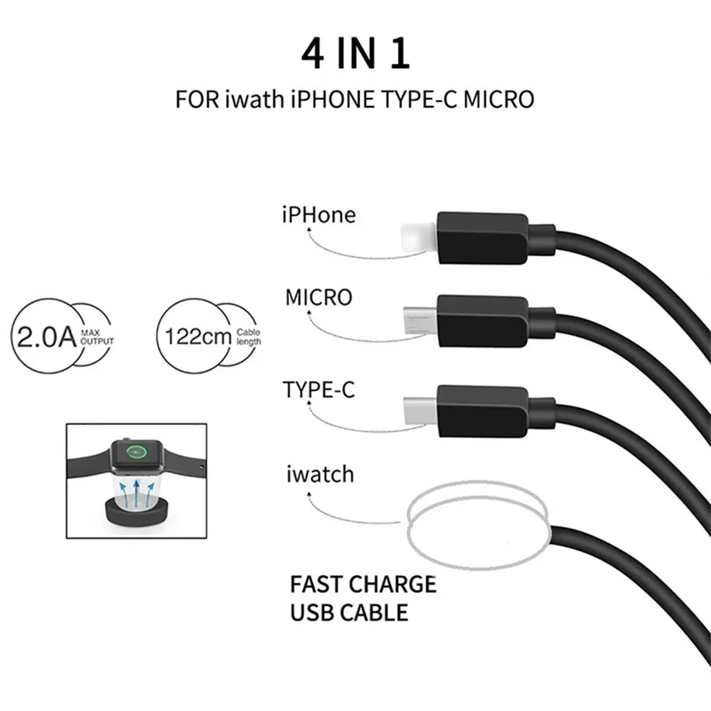 Câble de Charge Universel 4 en 2 pour Vos Appareils Mobiles