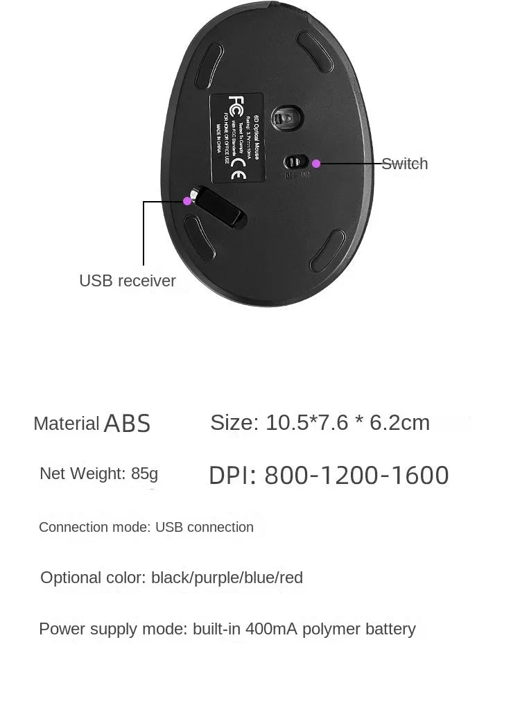 Souris sans fil ergonomique Rechargeable