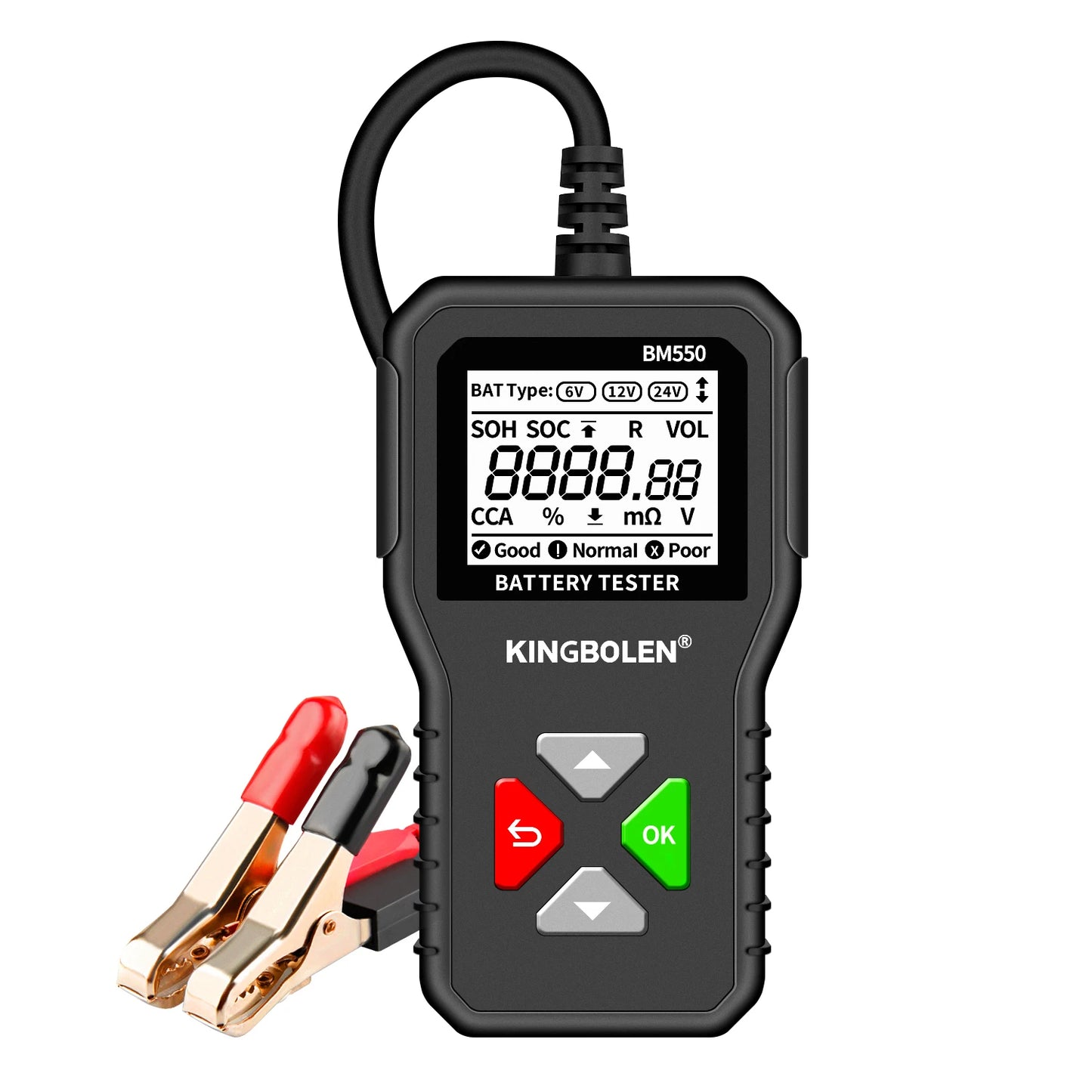 Testeur numérique de Batterie 6V 12V 24V, Testeur d’alternateur, pour Voiture/Camion/Moto/Plaque solaire