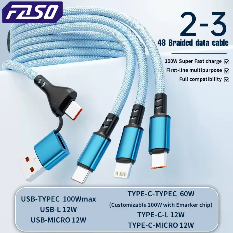 3 en 1 Câble de charge rapide pour tous les Téléphones