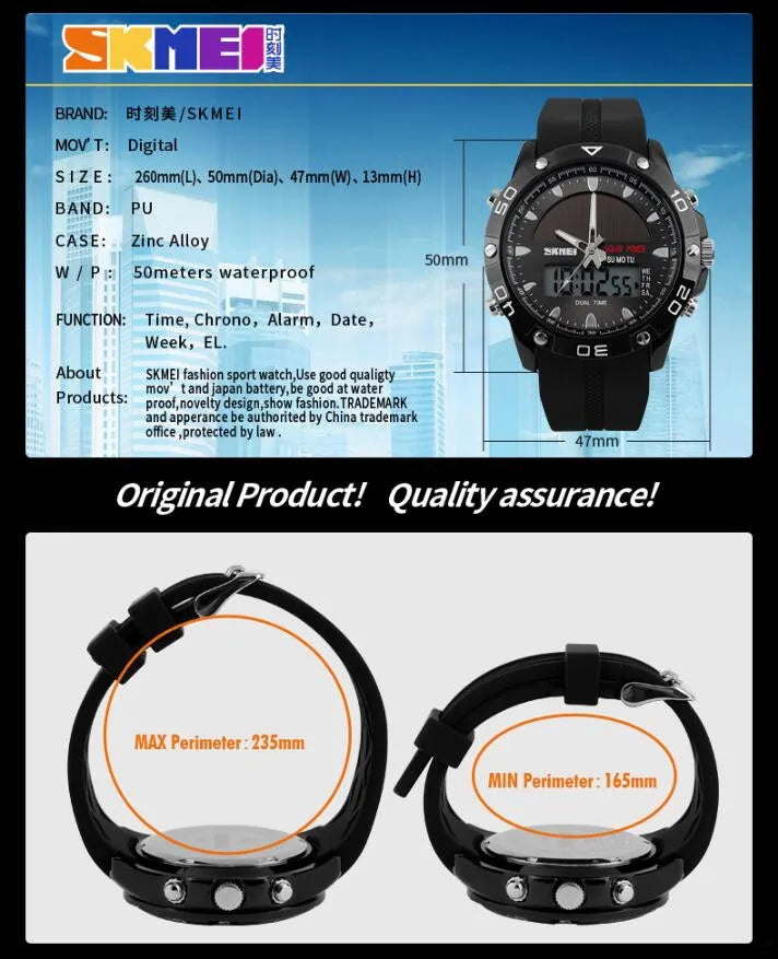 Montre Numérique à énergie solaire pour hommes