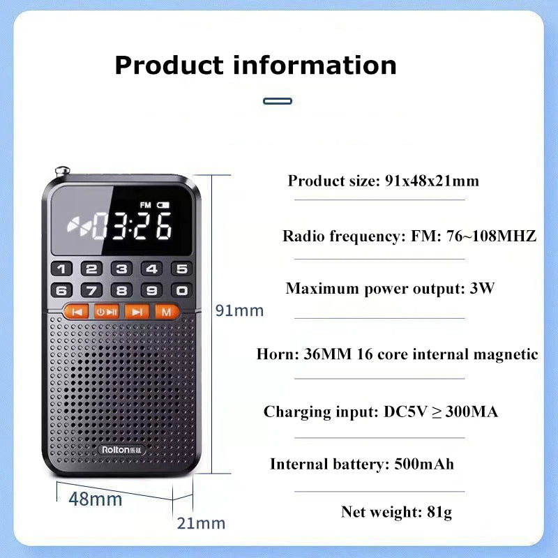 Mini radio FM portable avec lampe de poche LED