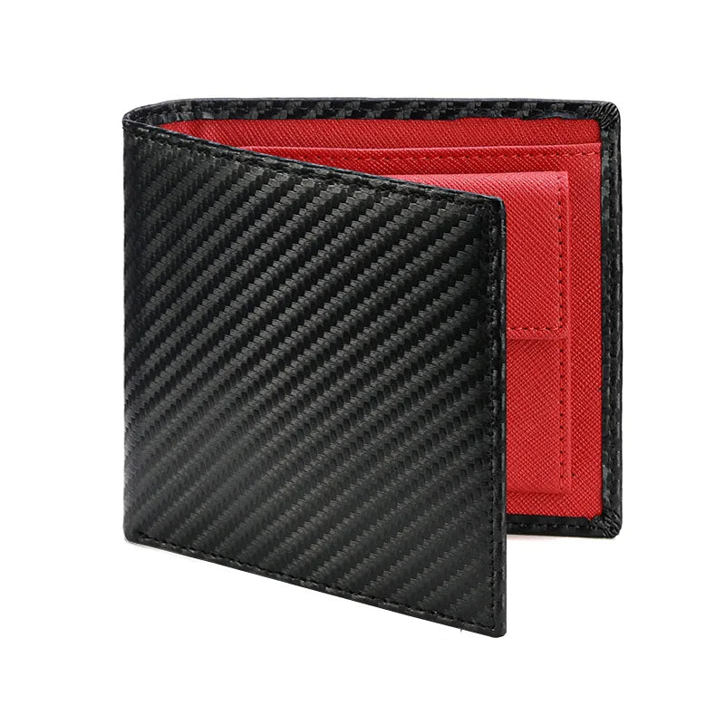 Portefeuille supérieure en cuir et carbone pour hommes