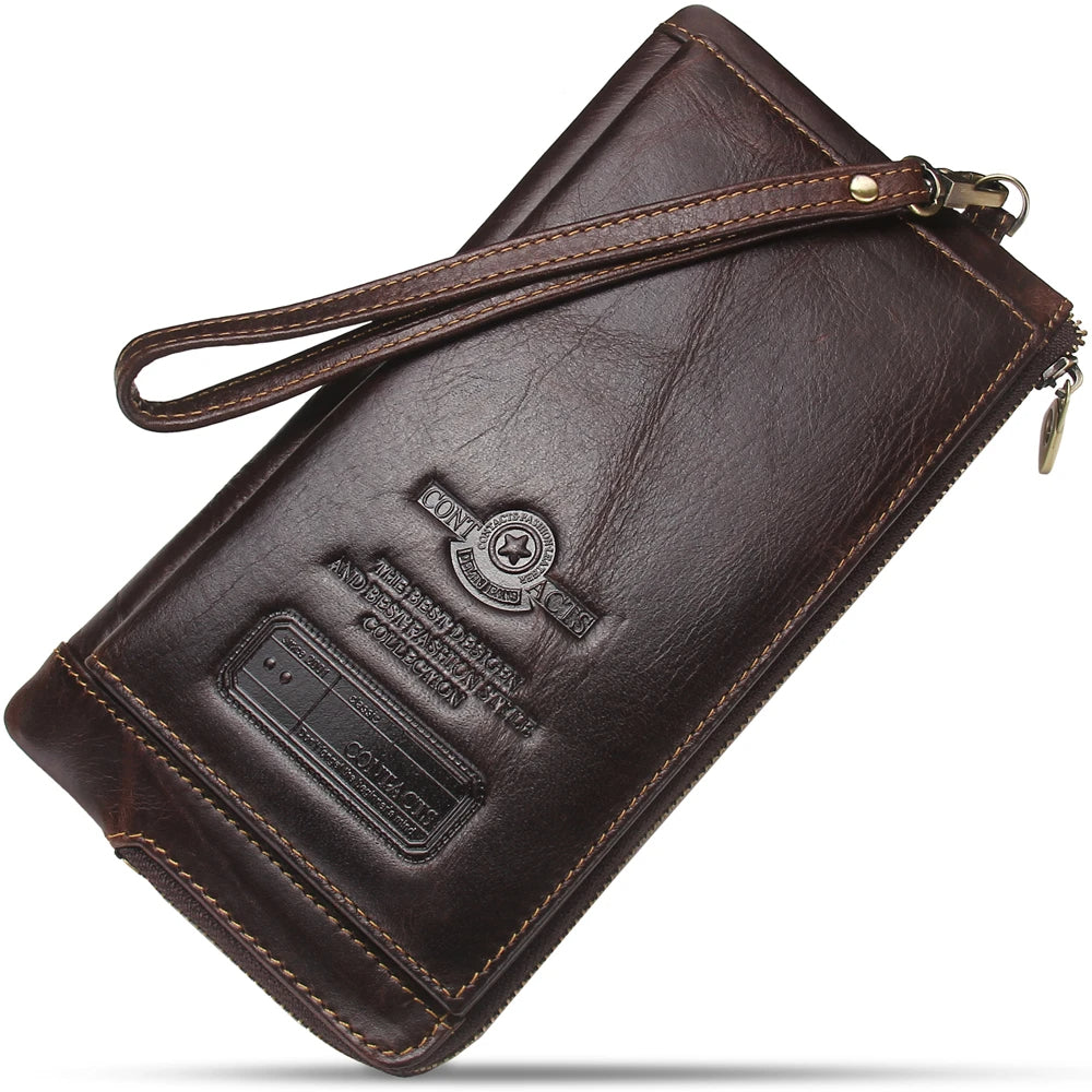 Portefeuille longue en cuir de luxe pour homme