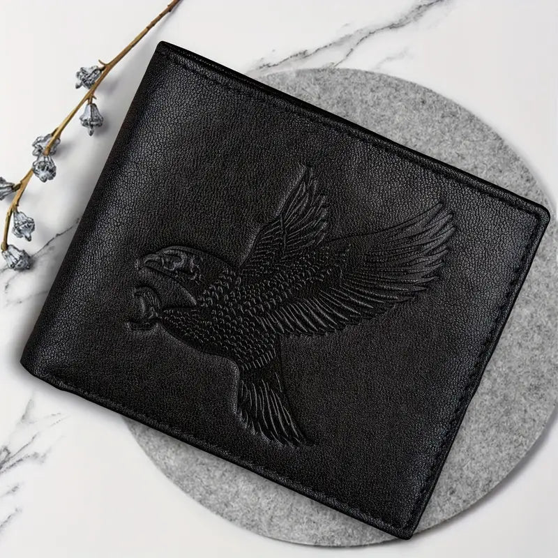 Portefeuille court en cuir PU souple pour homme