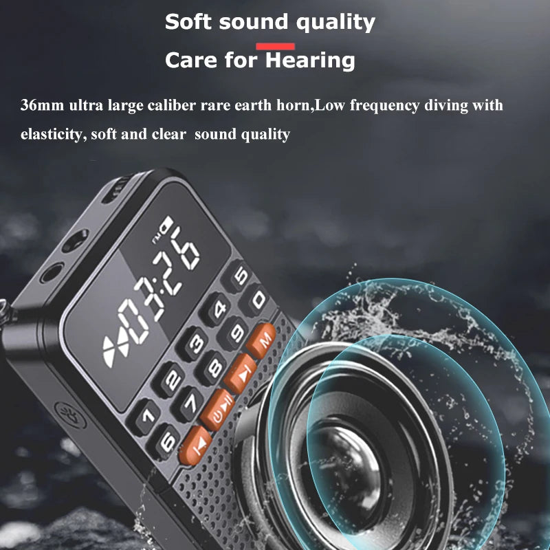 Mini radio FM portable avec lampe de poche LED
