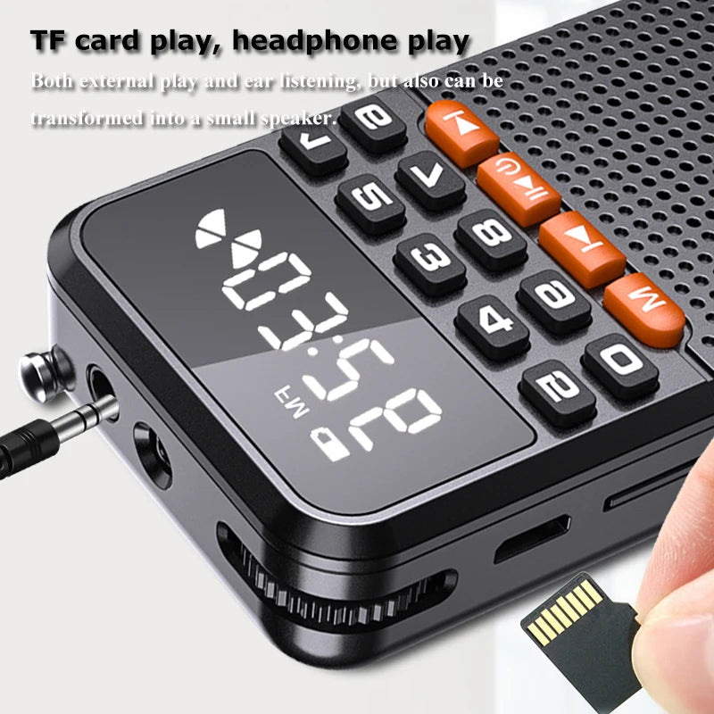 Mini radio FM portable avec lampe de poche LED