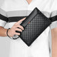 Sac à main en cuir PU souple à carreaux pour hommes