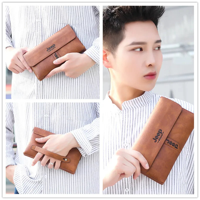pochette en cuir PU Style Business pour hommes