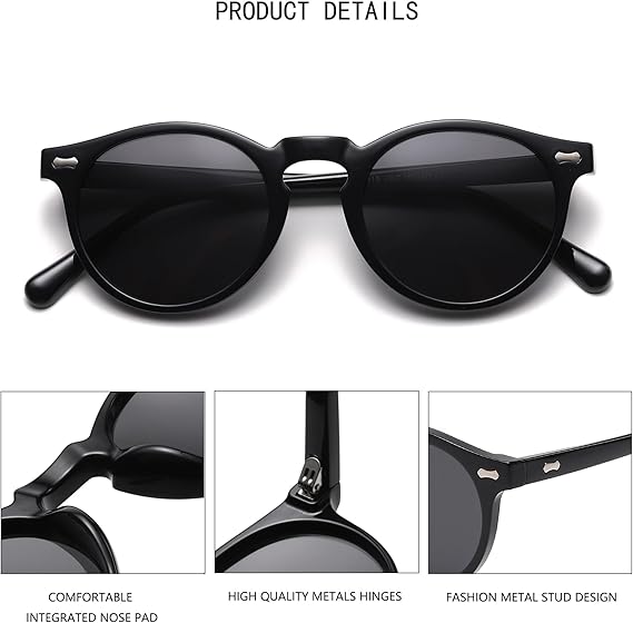 Lunettes de soleil rondes rétro pour hommes