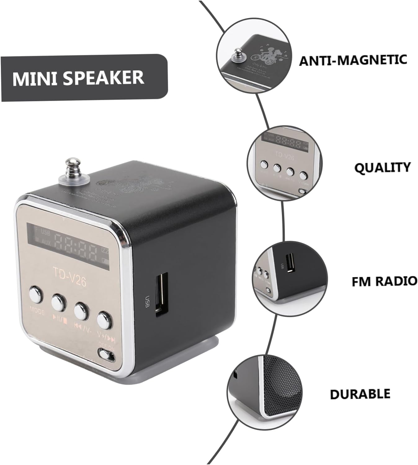 Mini haut-parleur multimédia Portable, Radio FM, USB, carte Micro SD TF, lecteur MP3