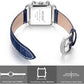 Montre à cadran rectangulaire avec bracelet en cuir
