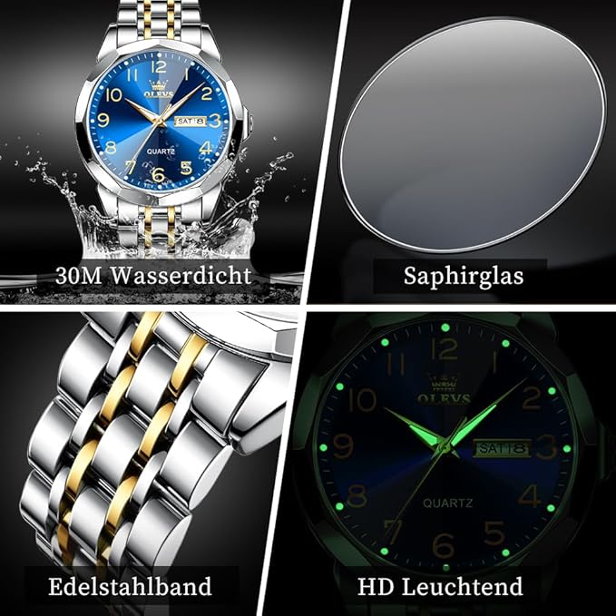 Montre étanche lumineux pour hommes