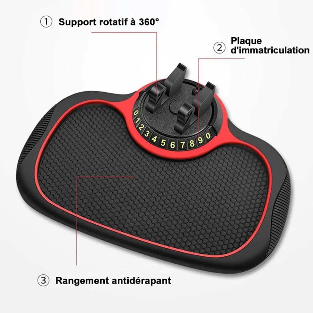 Tapis anti-dérapant avec support de téléphone portable pour voiture