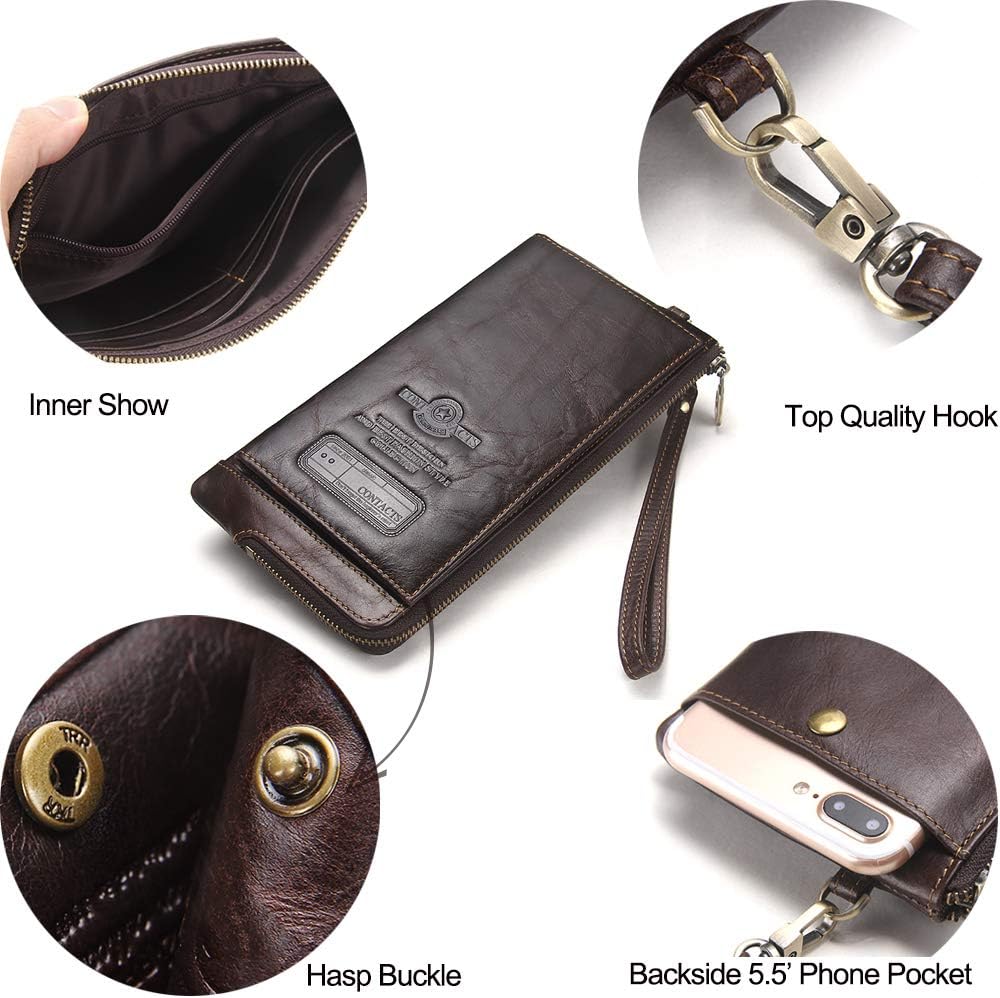 Portefeuille longue en cuir de luxe pour homme