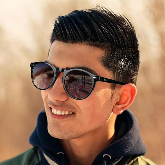 Lunettes de soleil rondes rétro pour hommes