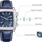 Montre à cadran rectangulaire avec bracelet en cuir