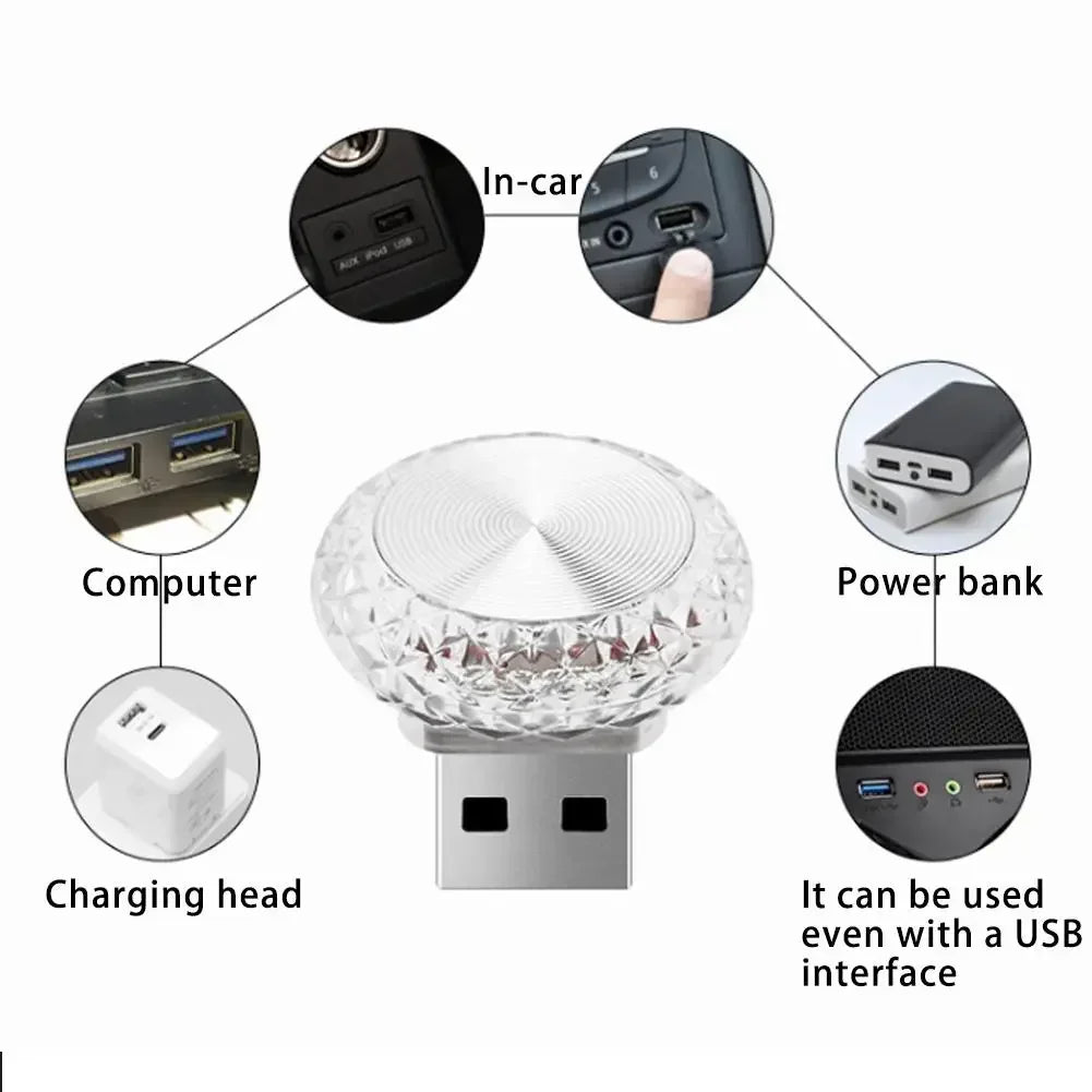 Mini lumière ambiante LED USB Portable pour voiture
