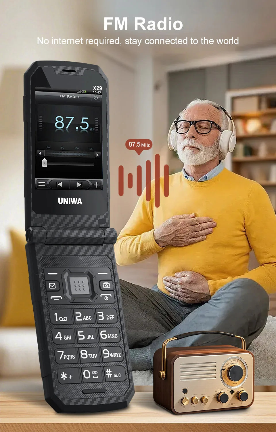 Téléphone portable Flip grand bouton