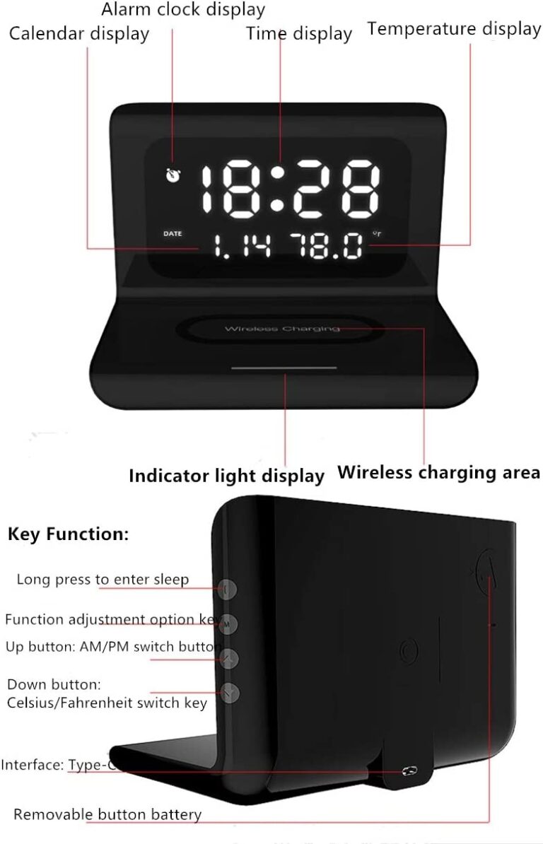 Horloge de recharge sans fil multifonction 4 en 1