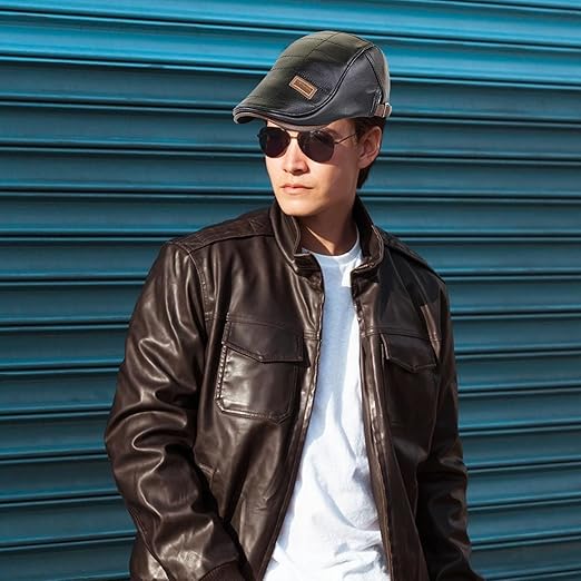 Casquettes rétro en cuir Pu pour hommes