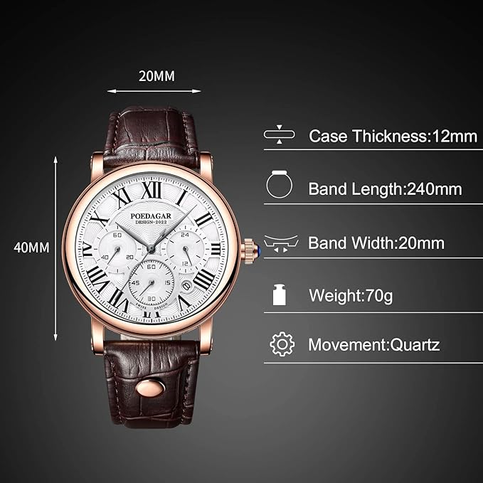 Montre en cuir mode affaires pour hommes
