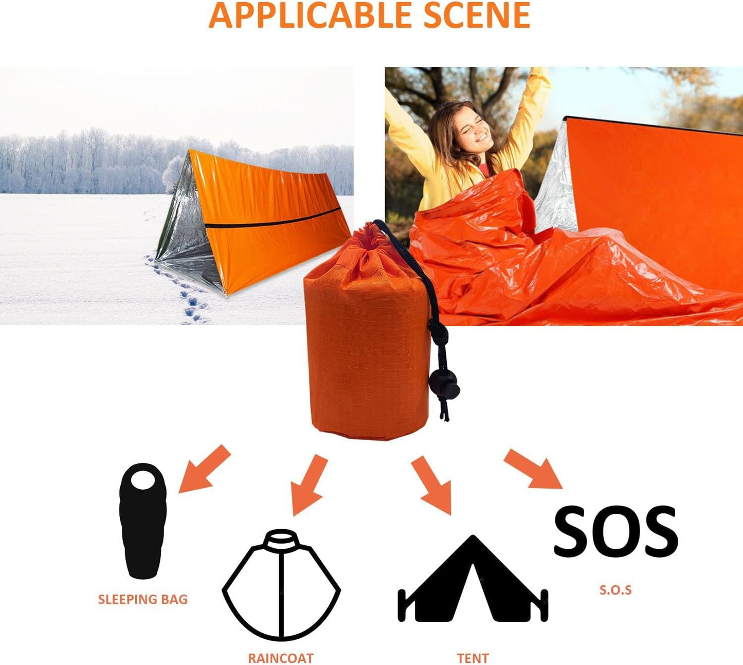 Sac de couchage de survie d'urgence étanche portable