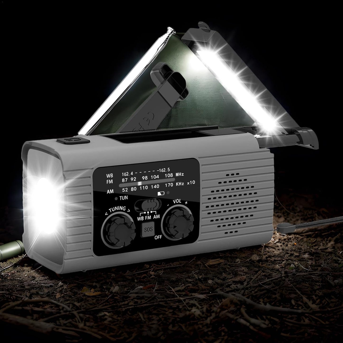 Radio solaire rechargeable avec lumière LED