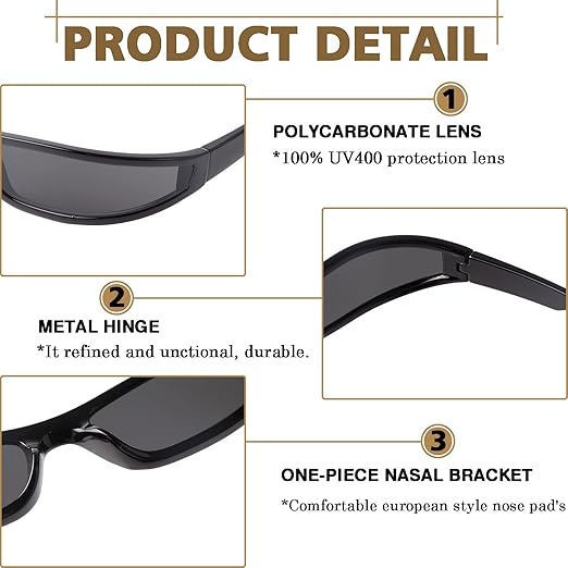 Lunettes de soleil futuristes pour hommes