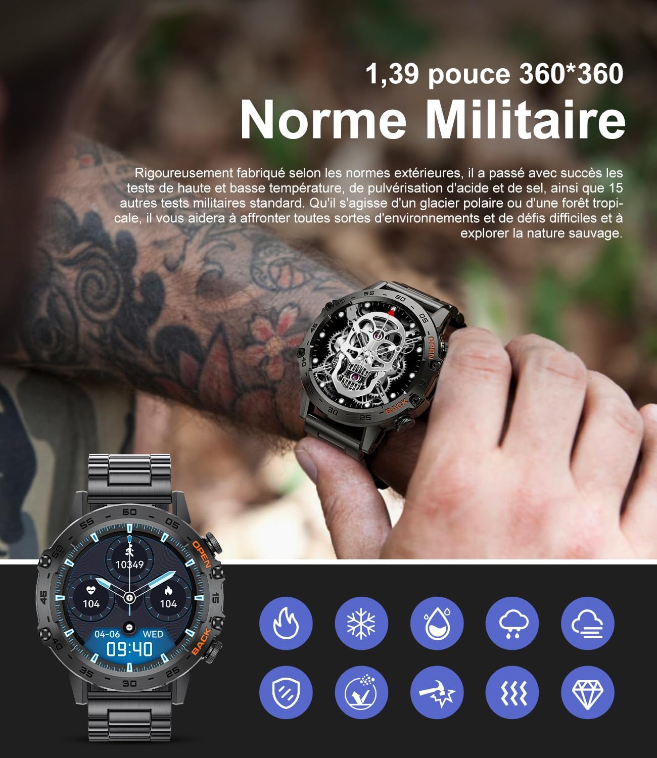 Montre intelligente de sport pour homme