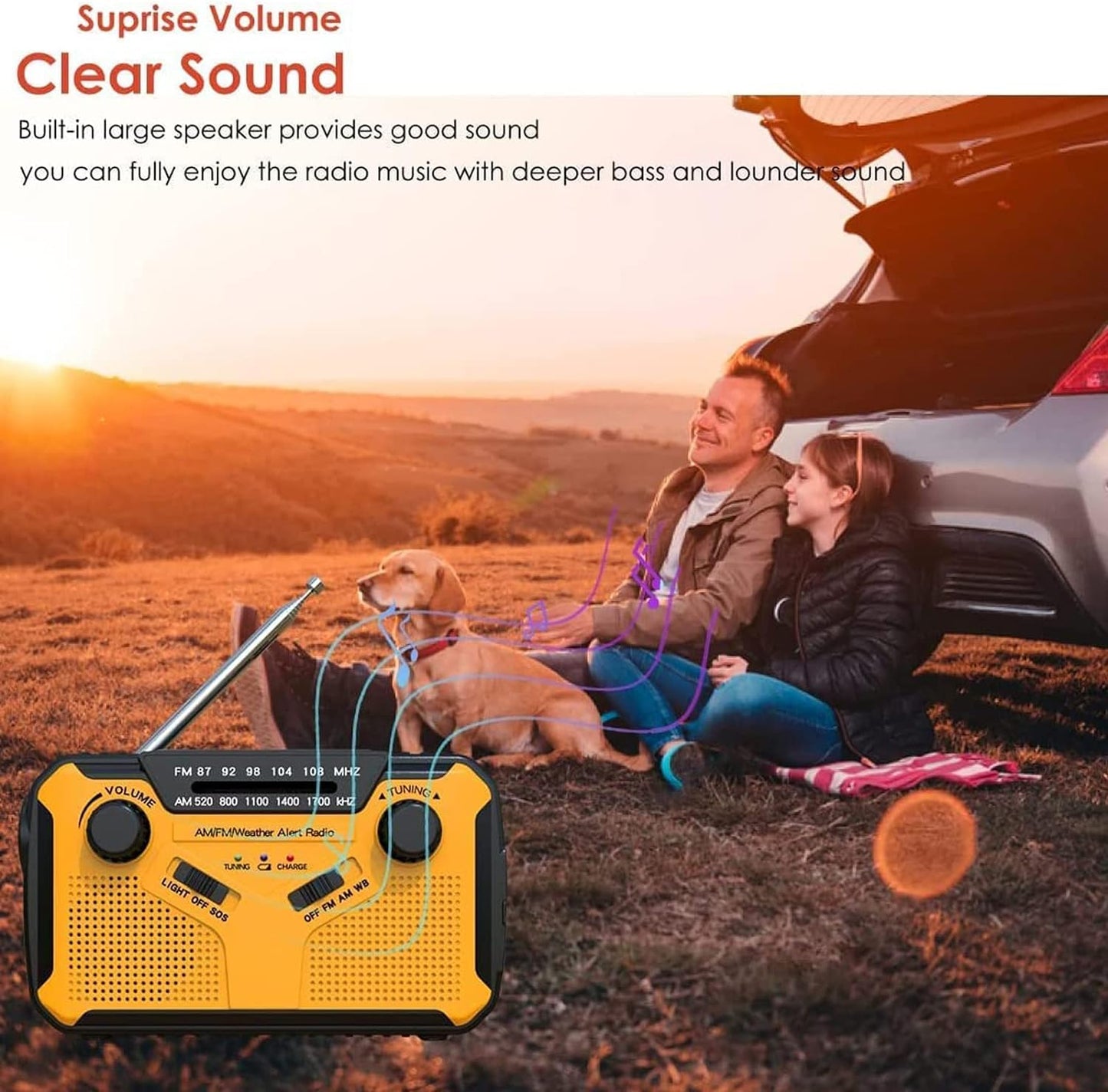 Radio multifonction dynamo solaire & power bank & Lampe