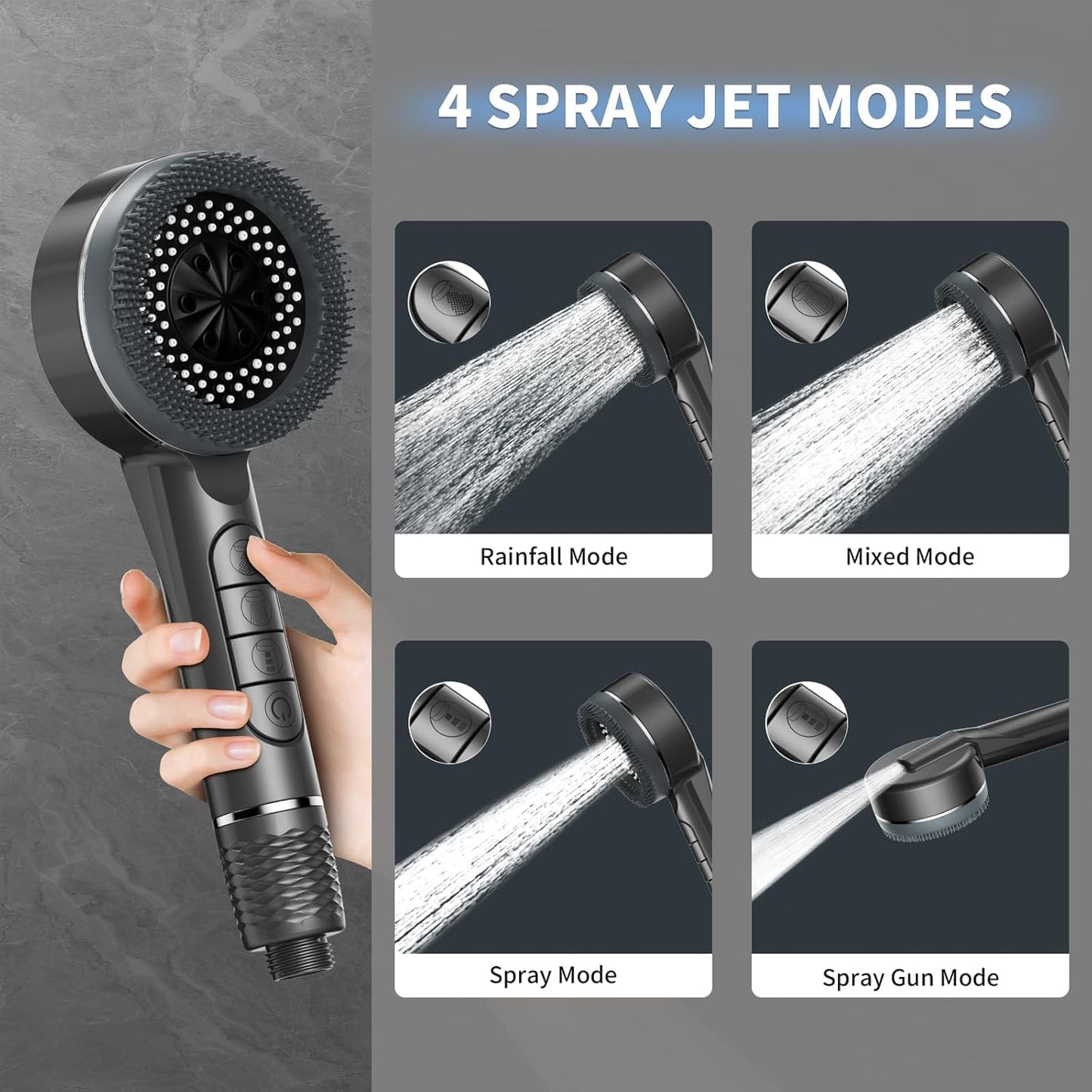 Pommeau de douche haute pression, 4 Modes