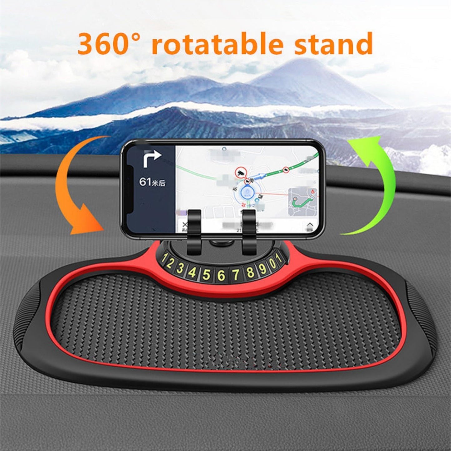 Tapis anti-dérapant avec support de téléphone portable pour voiture