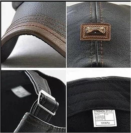 Casquettes rétro en cuir Pu pour hommes