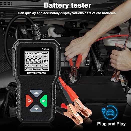 Testeur numérique de Batterie 6V 12V 24V, Testeur d’alternateur, pour Voiture/Camion/Moto/Plaque solaire